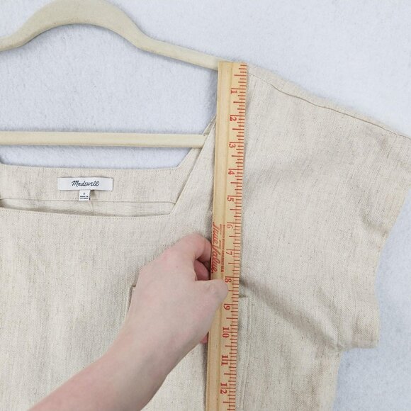Madewell Shirt Womens Small Cream Natural Linen Cotton Square Neck Top NEW - Picture 4 of 10